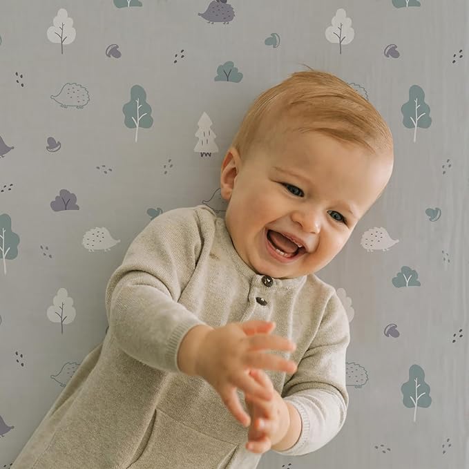 Stretch Fitted Bassinet Sheet Set BROLEX 2 Pack Cradle Sheets for Bassinet Pad/Mattress,Unisex Boys Girls,Ultra Soft,Hedgehog Owl