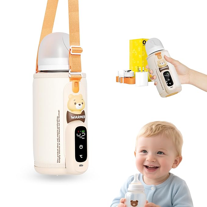 Portable Bottle Warmer for Travel, Baby Bottle Warmer for Breastmilk & Formula, Milk Warmer on The Go, Accurate Temperature Control, Retain Nutrients
