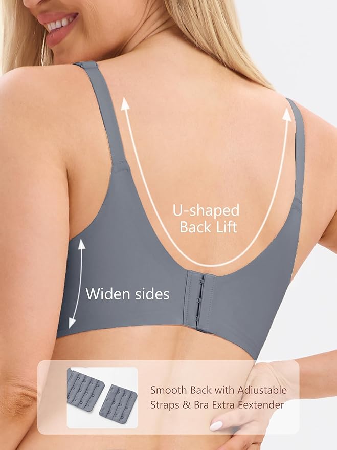 Angelhood 3 Pack Nursing Bras for Breastfeeding Seamless Pregnancy Maternity Bra Wireless Sleep Bralette with Extenders