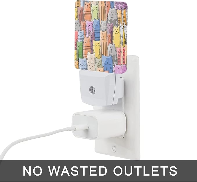 Funny Cat Night Light,Funny Cats Family Plug-in Night Lights with Dusk-to-Dawn Sensor for Stairway/Hallway/Bedroom Sleep Friendly lamp for Women/Girls/Boys Gift,0.5W