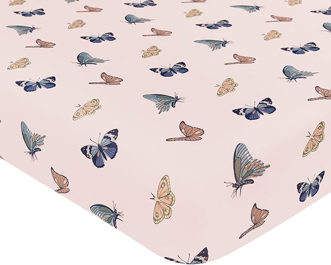 Kyte Baby Soft Crib Sheet - Standard Fitted Crib Sheet Made with Rayon from Bamboo, Ultra-Gentle and Breathable (Blush Butterfly)