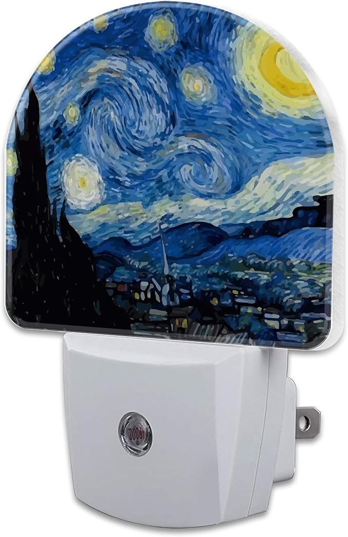 Starry Night Night Light Plug into Wall, Impressionist Oil Painting Dusk to Dawn Night Light Plug in,0.5w Energy Saving Sleep Friendly NightLight for Kids Boys Girls Home Decor
