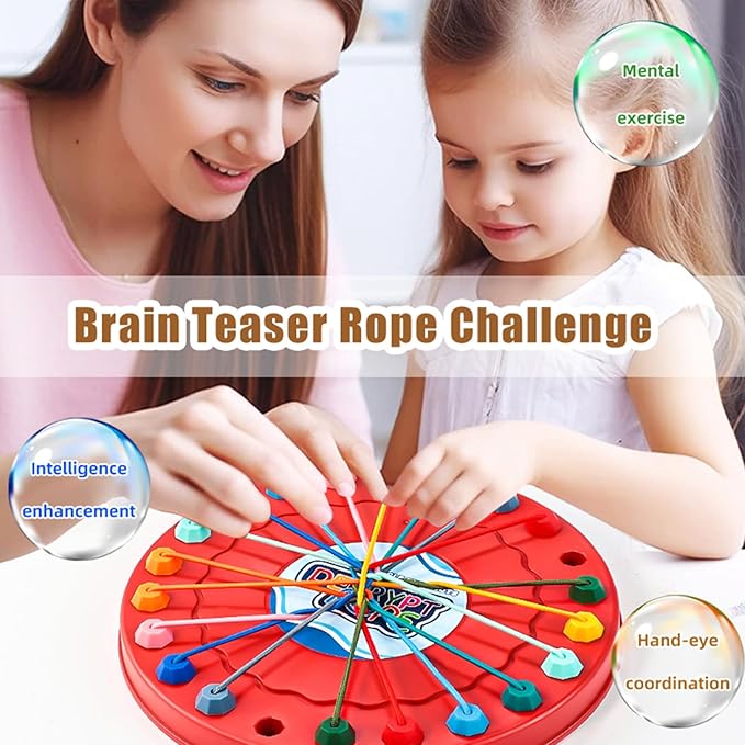 Rope Untangling Tabletop Board Game - Multiple Difficulty Levels ，Brain - Teasing Fun for Kids & Adults，Ideal for Birthday Parties, Parent - Child Bonding & Family Gatherings，6.7 Inches