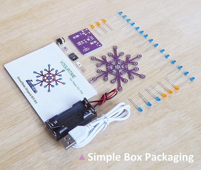 Soldering Practice Kit Snowflake Shaped LED Project Kit for School and Home Teaching Learning Electronic, Ideal Gift for Family and Friends, 2-Pack, 2-pack Snowflake Kit
