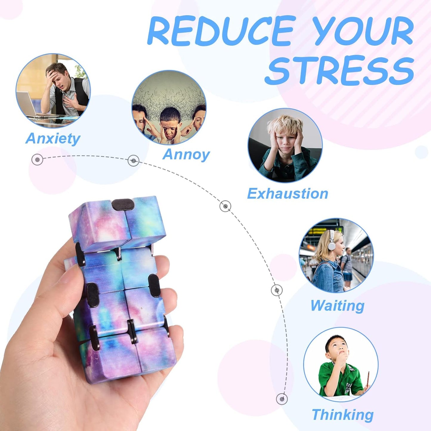 Galaxy Infinity Space Astronaut Infinity Toy Stress and Anxiety Relief Cool Hand Mini Kill Time Cube Toys for ADHD Teens Adults, 5 Styles (Graceful Style, 20 Pieces)