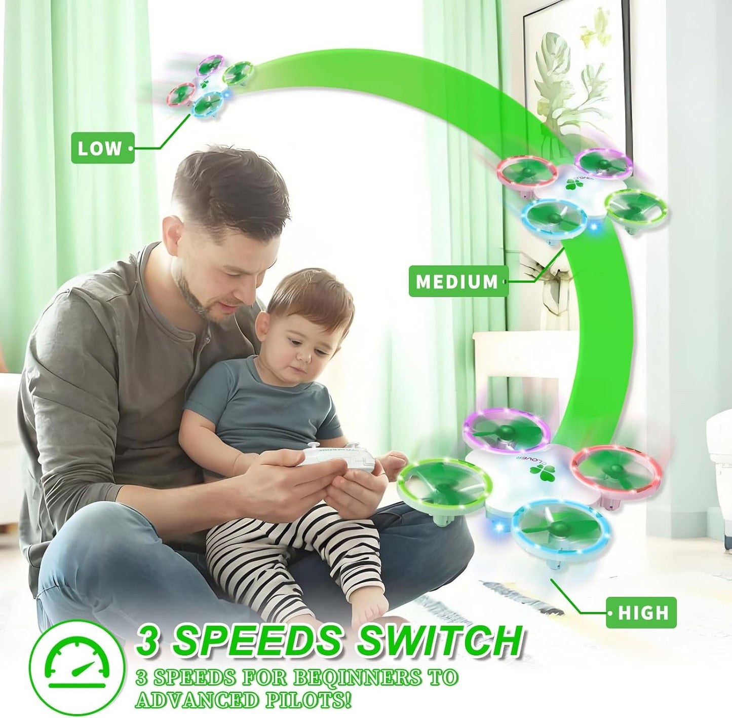 Clover Mini Drone for Kids – Beginner-Friendly LED Quadcopter with Dual Modular Batteries, Easy to Fly, Altitude Hold, One-Key Takeoff, 360 Flips – Gift for Boys & Girls Age 6+