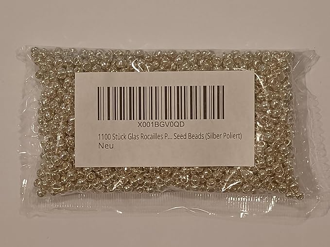 Perlin Glass Seed Beads 4mm 6/0 Round Mini Small Pony Spacer Beads 1100pcs for Jewelry Making Earrings Bracelets Pendants Waist DIY Handmade Metallic Color Kit (Silver Shiny)