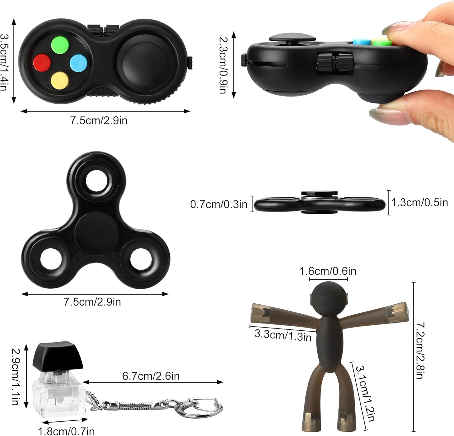 Kids Fidget Toys, Adults Fidgets for Anxiety and Stress, Treasure Box Toys for Classroom, Goodie Bags Fillers, Carnival Prize for Kids 3-5 (Black)