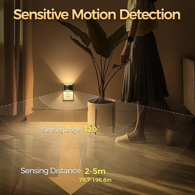 DORESshop LED Night Light[2 Pack], Night Lights Plug into Wall, 3 Mode Plug in Night Light with Motion Sensor, Dusk to Dawn Sensor, Nightlights for Adults, Bedroom, Bathroom, Hallway