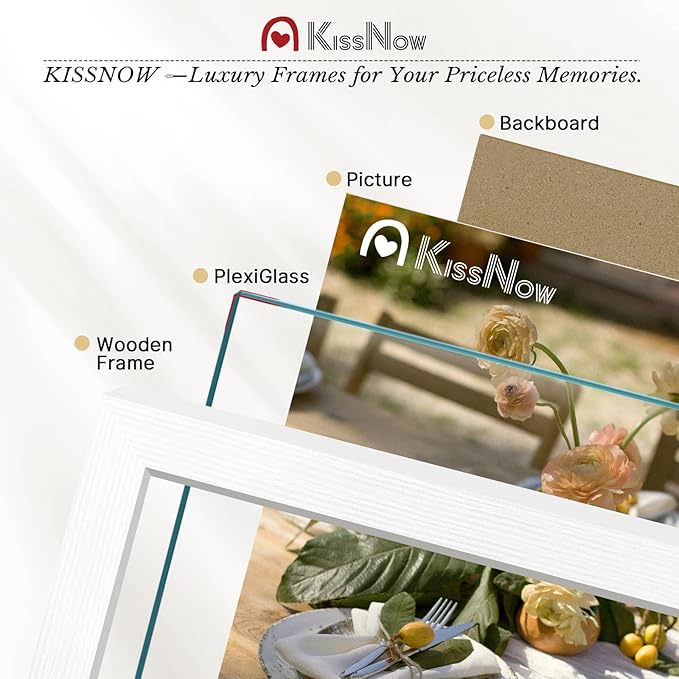 24x36 Poster Frame 2 Pack, Textured White Solid Wood Picture Frame, Wall Hanging