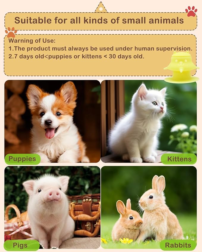 Puppy Bottles for Nursing Puppy Milk - 230ML Upgrade Puppy Feeder for Multiple Puppies, Kitten Bottle Feeding Kit,4 Nursing Nipples for Kittens,Puppies (Yellow)