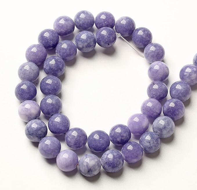 12MM 32PCS Lavender Purple Chalcedony Stone Loose Beads for Jewelry Making DIY Bracelet Necklace