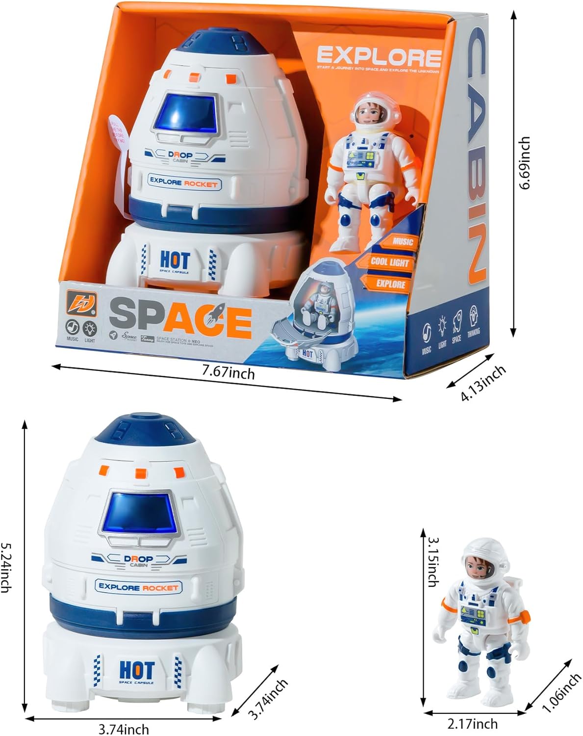 Concentration, Focus Toys , Space Rocket Ship Rocketship Small Spaceship Kids Astronaut Toy, Rocket, Educational, Concentration, Learning, Outer Space Toy, Gift for 3-8