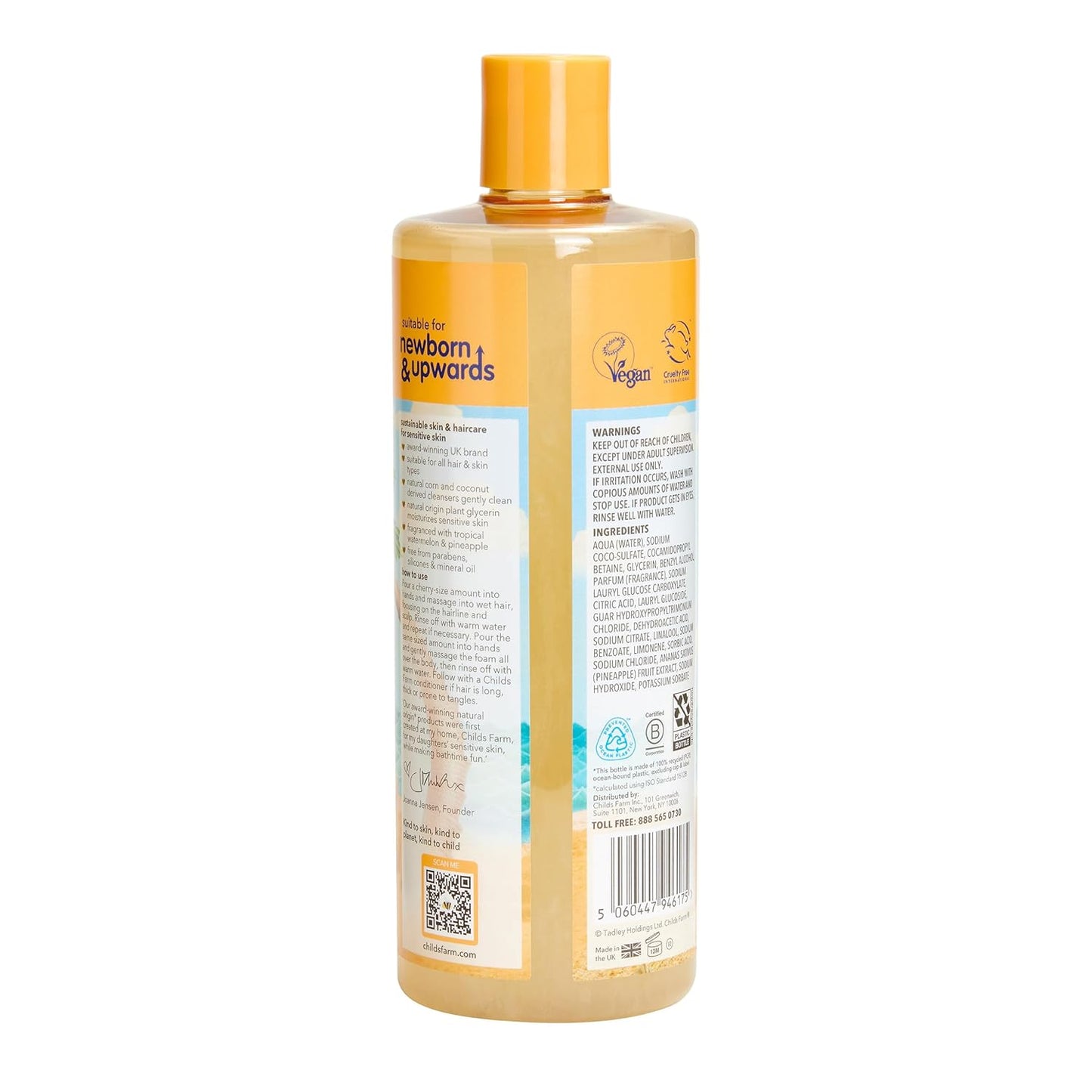 Childs Farm, Kids Hair & Body Wash for Dry, Sensitive Skin, Watermelon & Organic Pineapple, Gently Cleanses, Vegan, Cruelty-Free, 16.9 fl oz