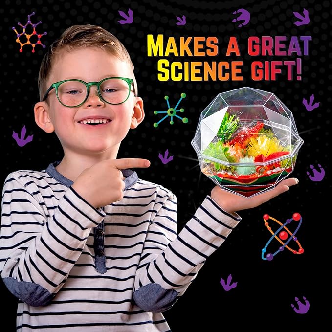 Original Stationery Dinosaur Crystal Growing Kit - Multicolor, 17-Piece, Ages 7 & Up - DIY Science Terrarium Kit with Moss & Dino Figures - Grow Your Own Crystals - Boys Birthday Gifts