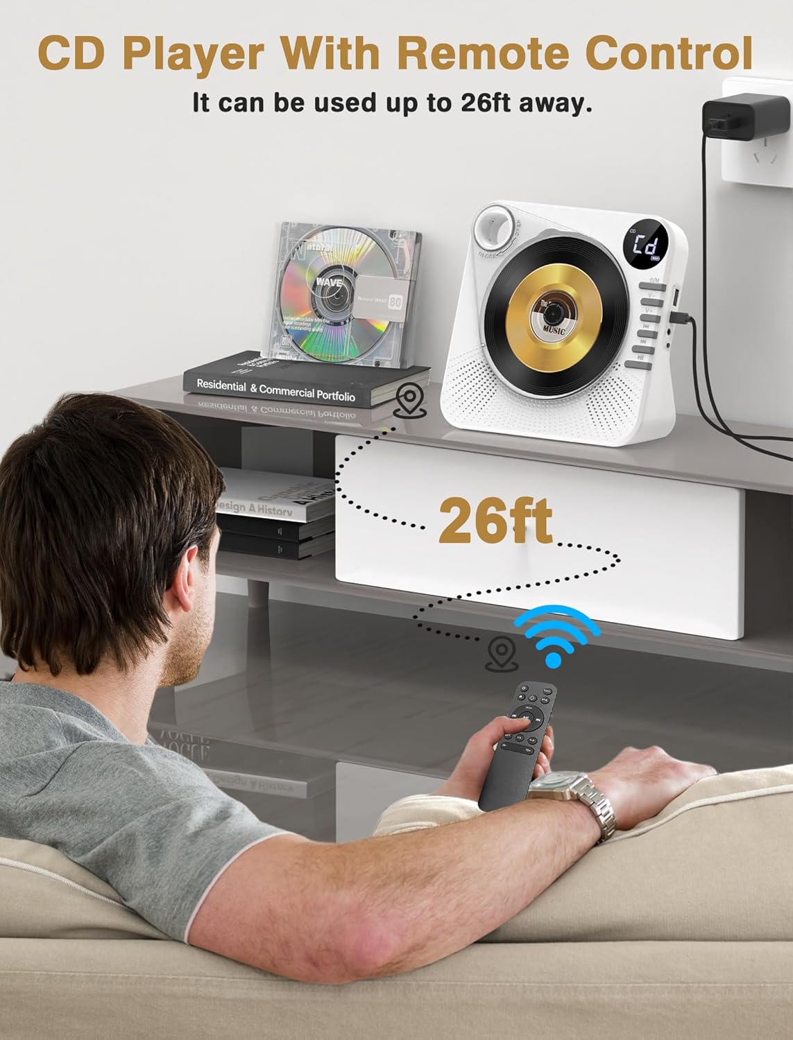 CD Player with HiFi Dual Speaker Portable Bluetooth,Desktop CD Player for Home with Remote Control,Dust Cover,LCD Display,Sleep Timer,EQ Sound,USB/AUX/3.5mm Earphone Jack for Home,Kids,Gift