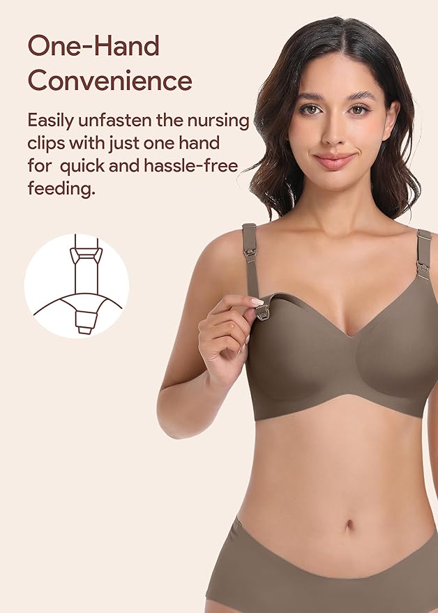 Maternity Nursing Bras Wireless Seamless Ultra-Soft Comfort for Breastfeeding Pregnancy Easy One-Handed Access Sleep Bra
