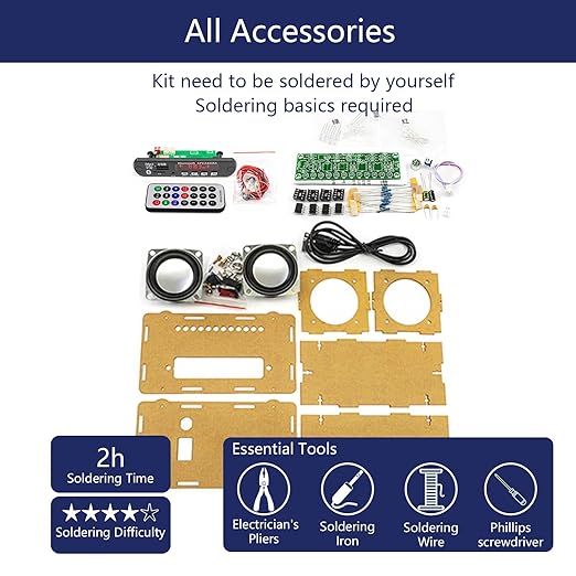 YYSOLDER Speaker Soldering Practice Kit AUX Player Level Indicator Dual Channel Electronic Project kit DIY Electronic kit (Transparent - Soldering Required)