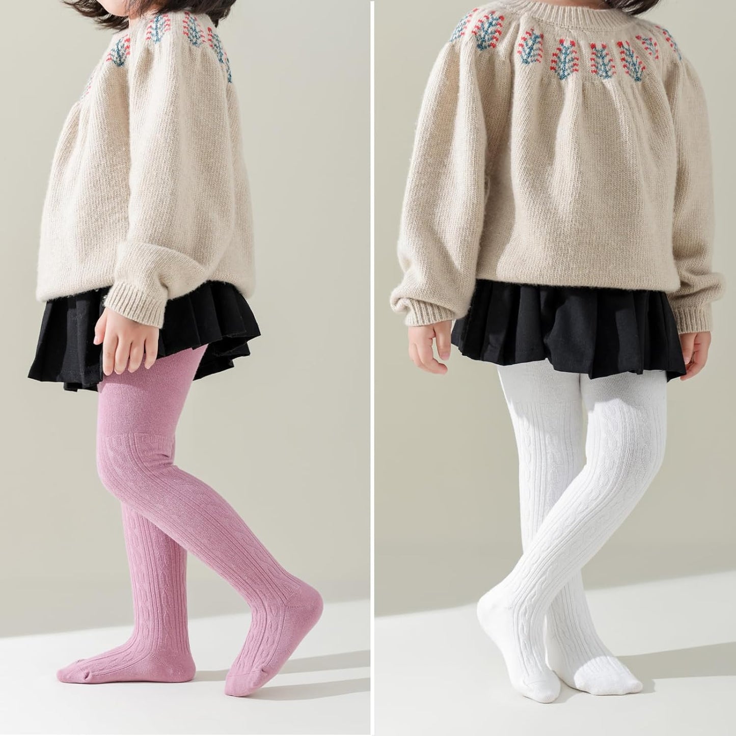 EPEIUS Baby Girl Tights Thick Cable Knit Leggings Stockings Cotton Pantyhose for Newborn Infant Toddler 3/4/5/6 Pack