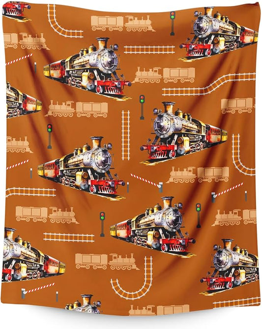 Boys Blanket Gift Cute Train Blanket for Kids Adults, 40x50 Inches Lightweight Soft Throw for Couch Chair Bed Office