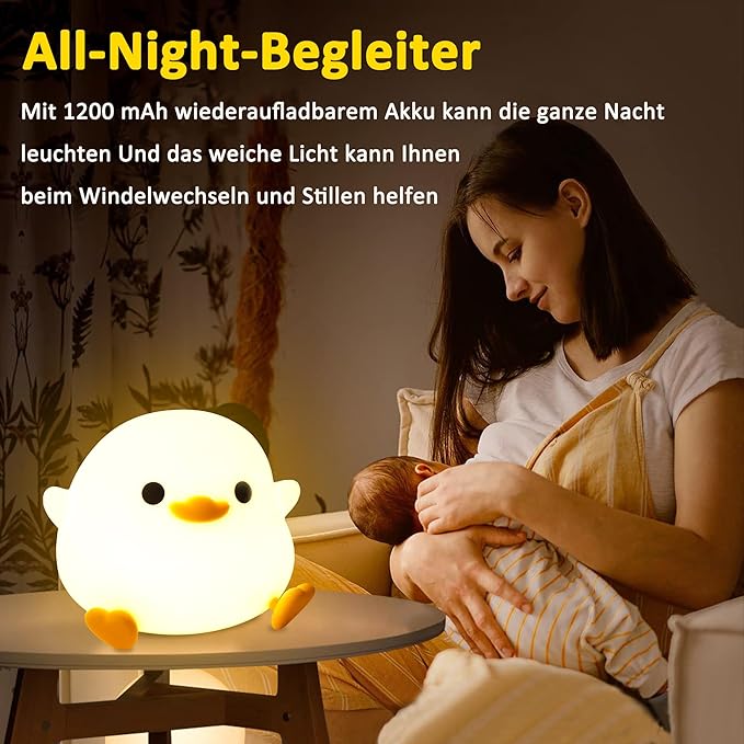 Duck Night Light, Cute Duck Gift for People, Dormitory Decorative Light, ABS+SIL, Touch Control, Portable Rechargeable Dimmable, Best Choice for Gift Giving (DoDo Duck)