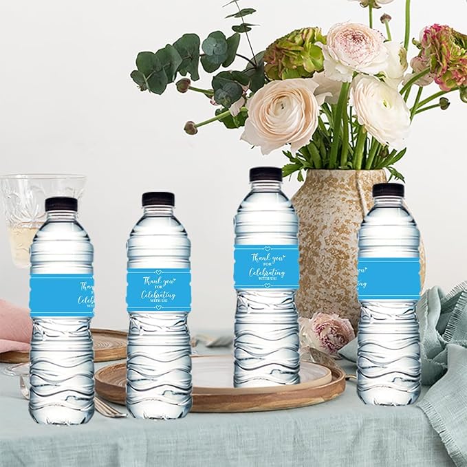 100PCS Wedding Water Bottle Labels Waterproof Greenery Floral Wraps Sticker for Water Bottle Baby Shower Bottle Label for Bridal Shower Party Thanks A16
