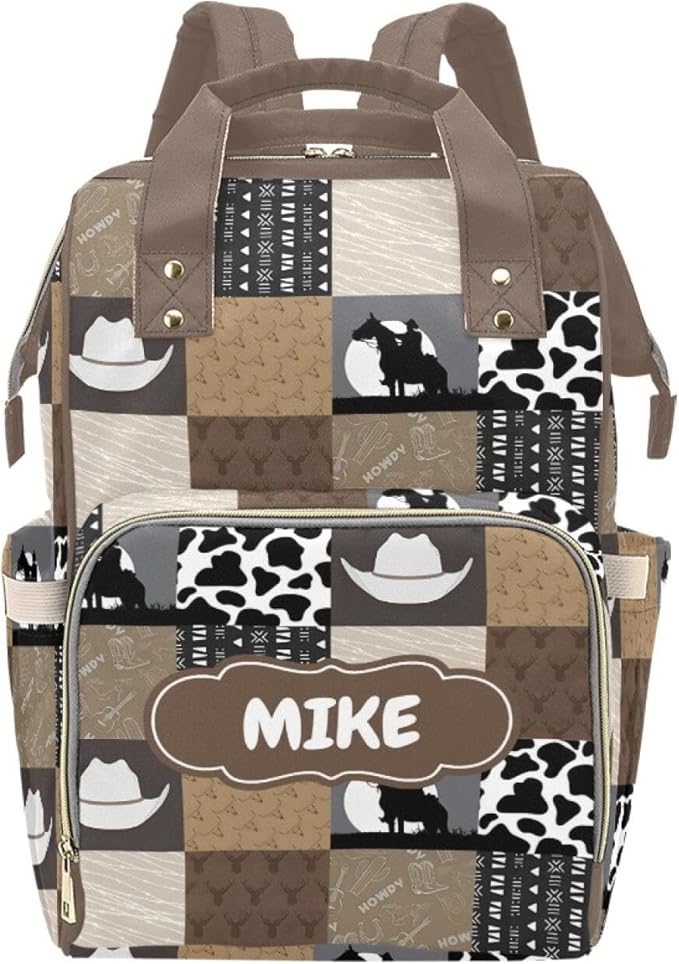 Cowboy Personalized Diaper Bag with Custom Name – Custom Baby Tote Backpack for Mom, Unique Gift for New Parents, Baby Shower Essentials