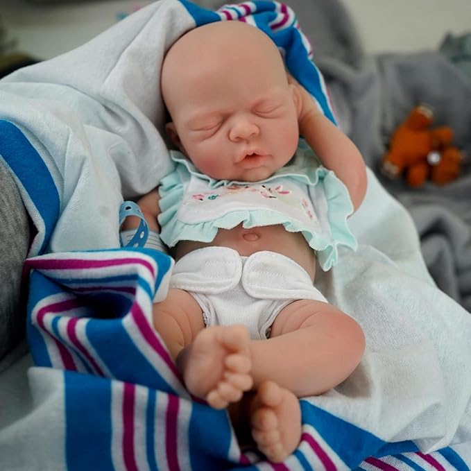 12" Reborn Baby Dolls, Full Silicone Baby Dolls, Realistic Soft Silicone Newborn Baby Doll, Real Full Body Silicone Reborn Baby Dolls with Feeding Accessories-Boy
