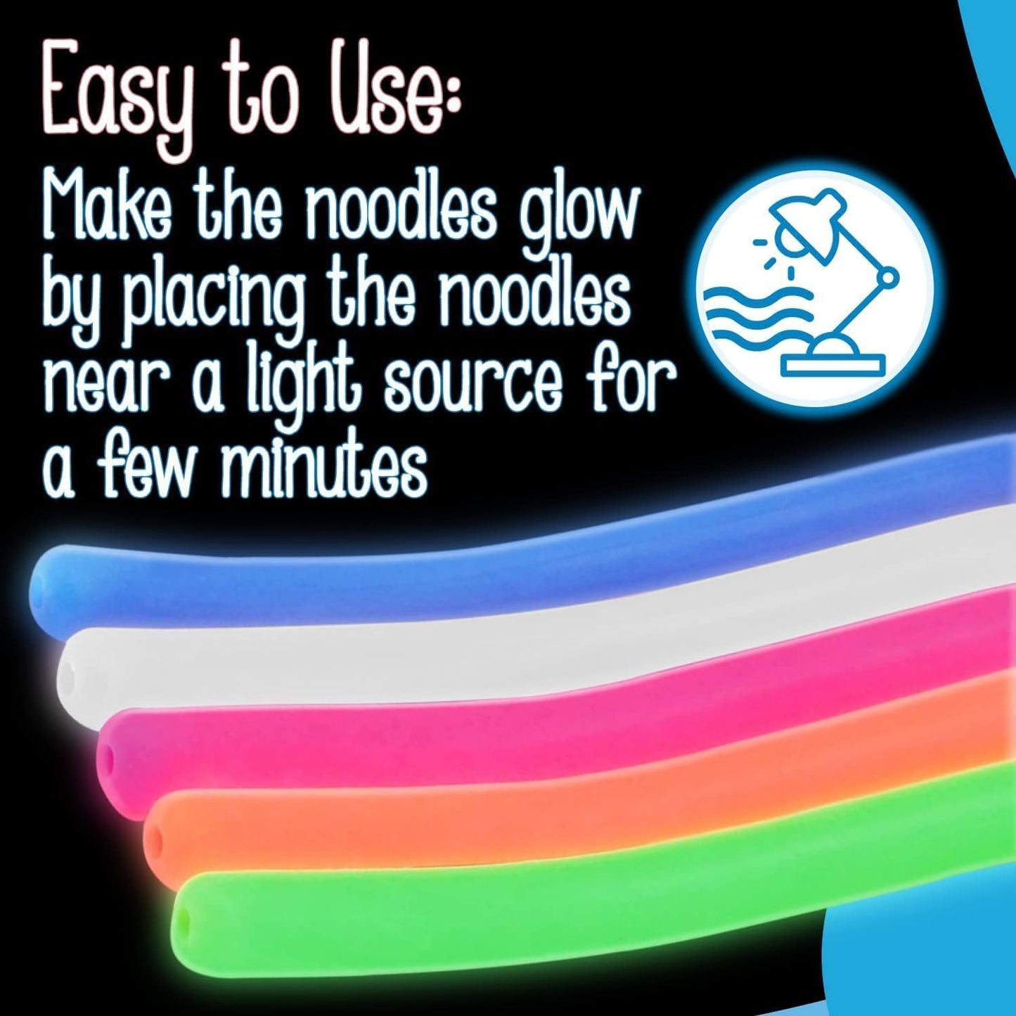 IMPRESA 5-Pack Glow in The Dark Original Monkey Noodle Stretchy String Fidget / Sensory Toys (BPA/Phthalate/Latex-Free) - Stretches from 10 Inches to 8 Feet!