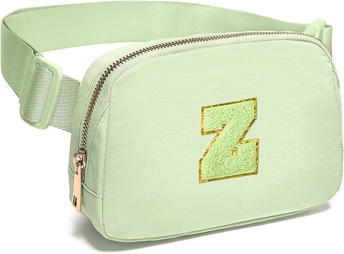 Gitus Gifts for 8 9 10 11 12 Year Old Girls Belt Bag Fanny Pack Crossbody Bags with Initial Letter Patch Cute Stuff Birthday Gifts for Teen Girls Women Personalized Trend Stuff (Light Green-Z)