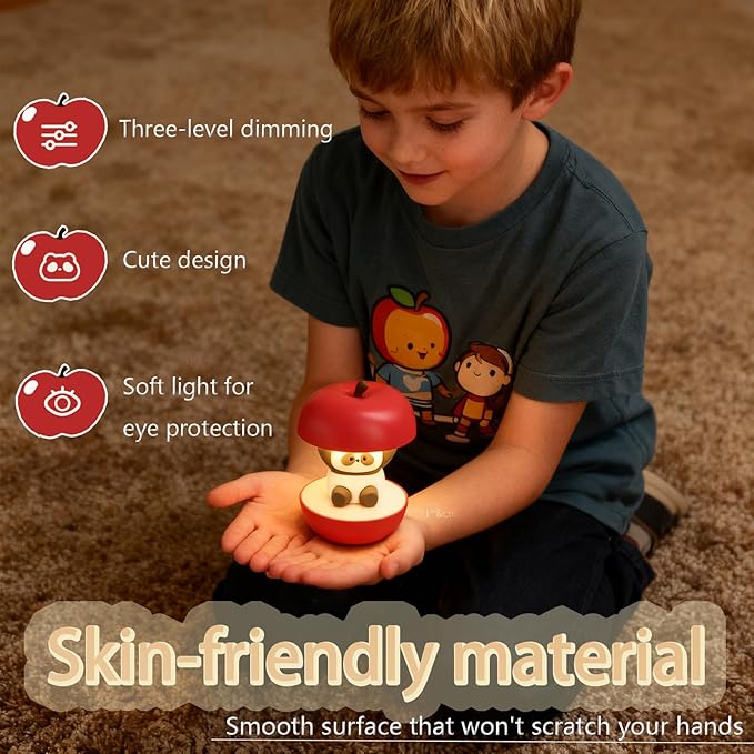 Cute Panda Night Light, LED Squishy Novelty Animal Night Lamp, 3 Level Dimmable Nursery Touch Kawaii Lamp, Birthday Christmas Gifts (USB Rechargeable)