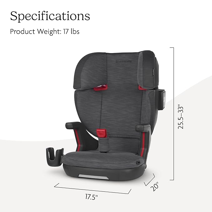 UPPAbaby Alta V2 High Back Booster Seat/Seven-Position, Active Support Headrest for Growing Children/SecureFit Integrated Belt Guide + Positioner/Cup Holder Included/Greyson (Grey Mélange)