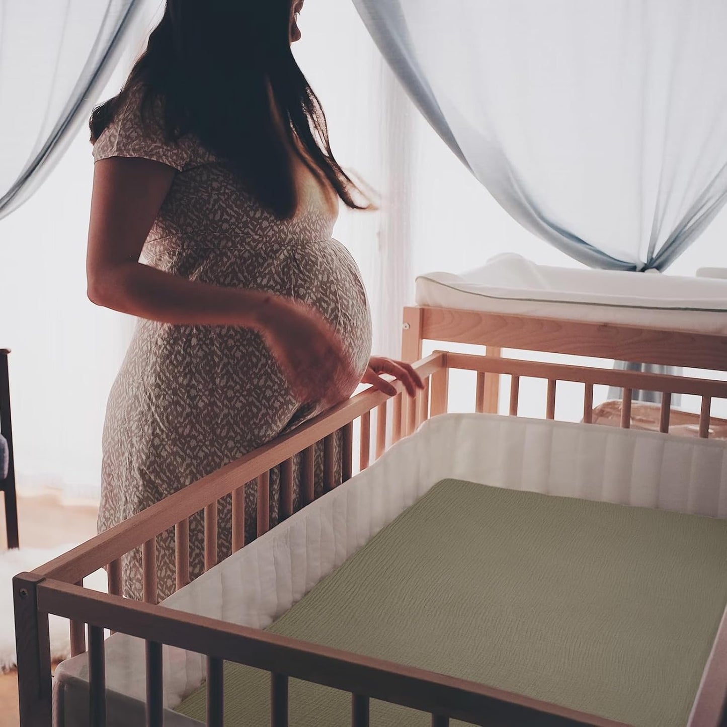 lulumoon Baby Muslin Crib Sheets - Toddler Cotton Fitted Crib Sheets Neutral for Boys and Girls 2Pack