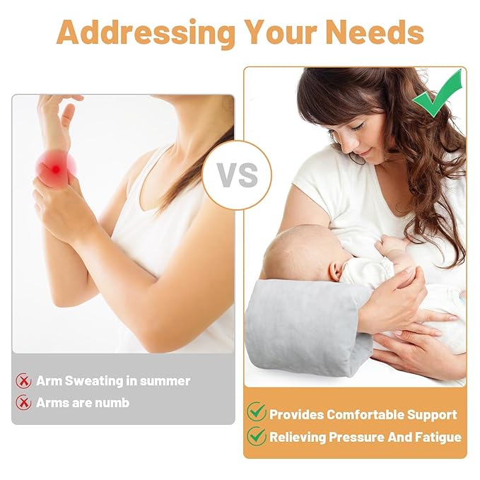 KAKIBLIN Baby Feeding Arm Pillow,Baby Nursing Arm Breastfeeding Pillows Support for Newborn Mom and Babies,Portable and Washable,Ergonomic Nursing arm Pillow for Feeding Newborn(Gray)