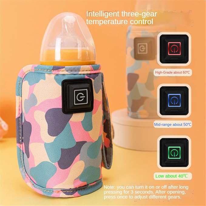 USB Milk Warmer Bag - 2023 New Fast Bottle Warmer for Travel, Portable Car Bottle Warmer for Travel, on The Go Bottle Warmer with USB Cables, Gentle Warmth Maintain Perfect Temperature (White)