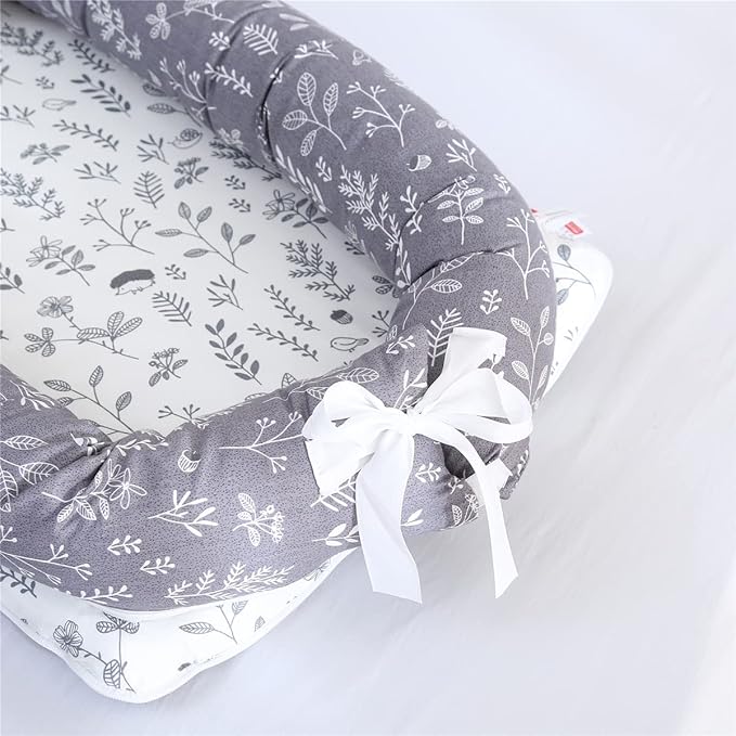 Baby Lounger for Newborn Portable Bag,Baby Play Mat Tummy Time with Strap,Awake-Time Pad Newborn Lounger Adjustable to 0-24 Months Home Travel(Ghostly Grass from Birth)