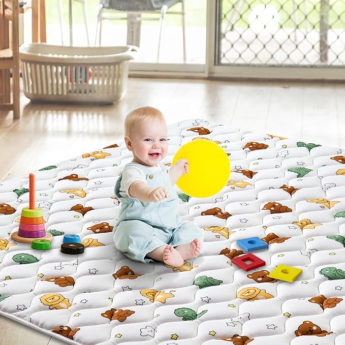 Premium Foam Baby Play Mat 50" X 50", Thicken One-Piece Crawling Mat, Non-Slip Cushioned Activity PlayMats for Infants, Babies, Toddlers, Play & Tummy Time