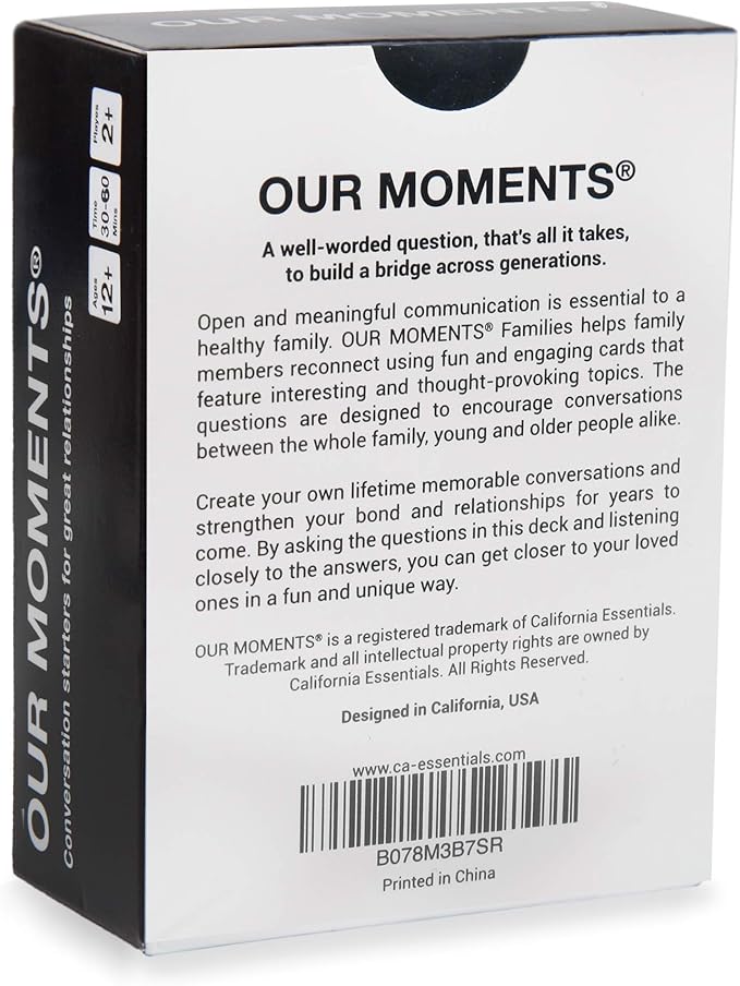 OUR MOMENTS Families: 100 Conversation Starter Cards for Families and Kids - Relationship Building - Car Travel, Road Trip & Card Game for Healthy Loving Family - Questions for Family Activities