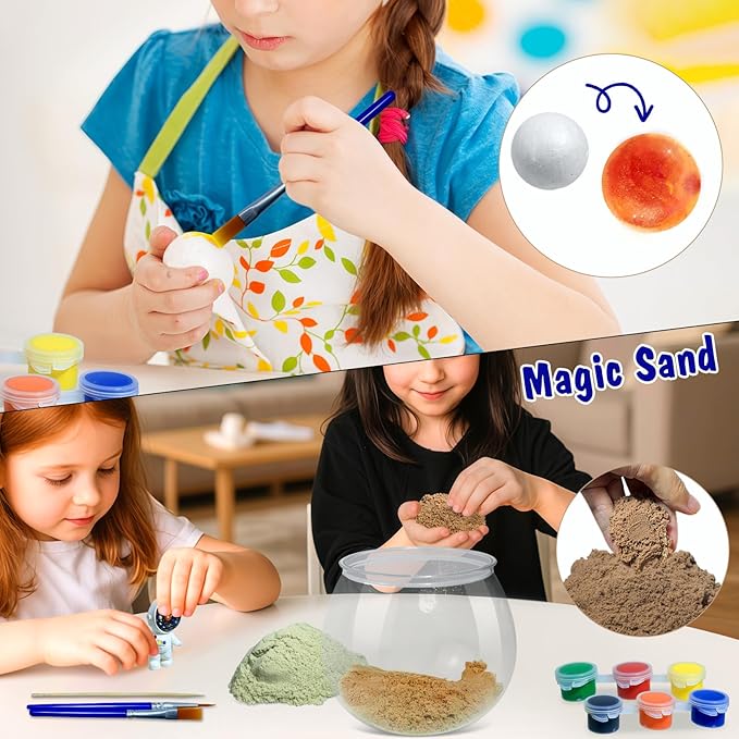 Astronauts Light Up Terrarium Kit for Kids DIY Space Toys Painting Kits Astronauts Toys Birthday for Boys and Girls Ages 4 5 6 7 8-12 Year Old - Kids Arts & Crafts Kit