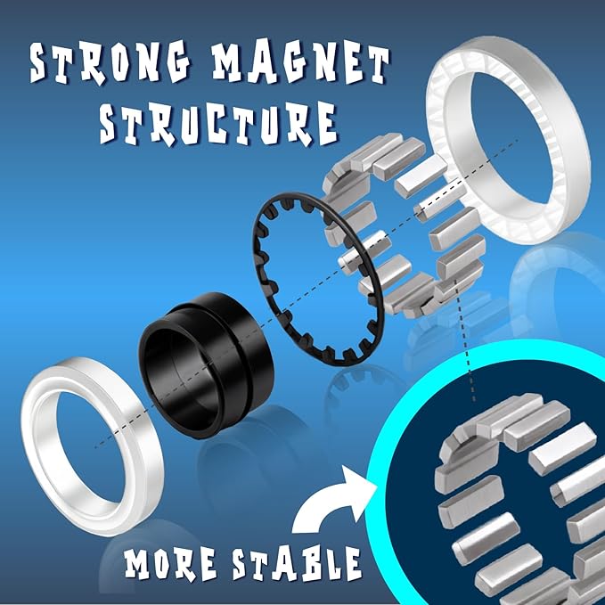 Cevioce 6 PCS Magnetic Ring Fidget Toys Set,ADHD Anxiety Magnetic Finger Spinner Pack for Teens Adults and Kids,Coolest Magnet Stress Relief Toy Birthdays Gifts for 8+ Year Old Boys Girls Present