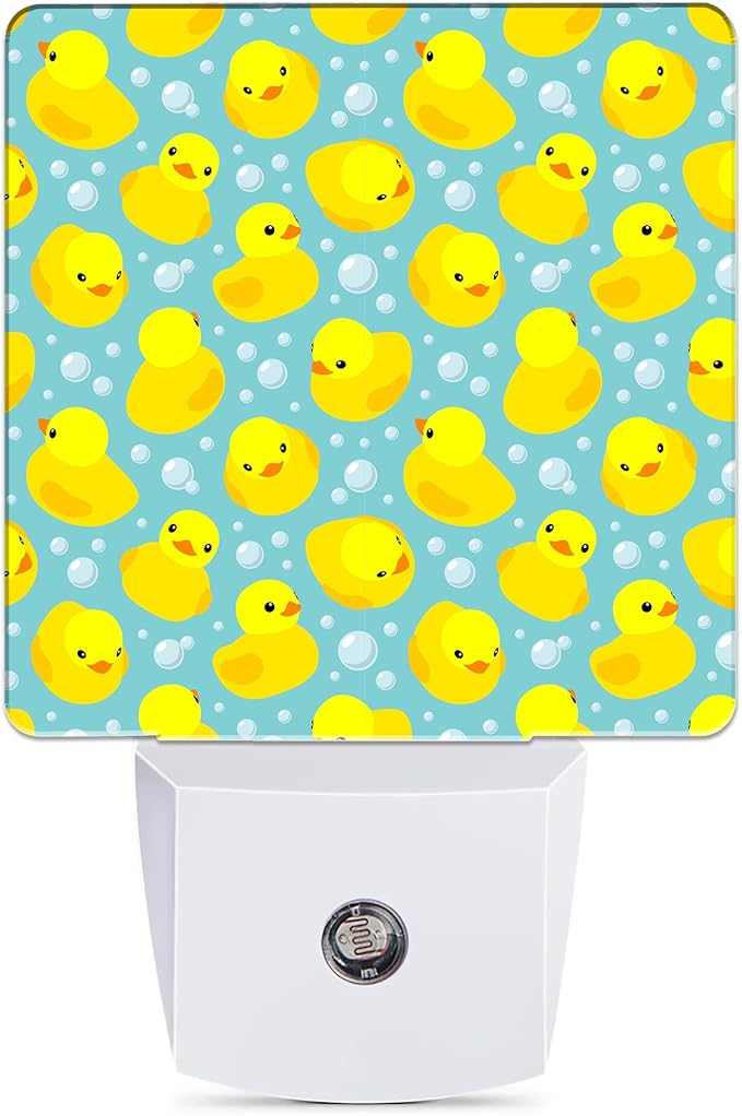 Yellow Rubber Ducks Night Light, Dusk to Dawn Smart Sensor Nightlight for Bedroom Bathroom Kitchen Hallway Stairs Hallway, Plug-in, Energy Efficient Decor Desk Lamp Gifts
