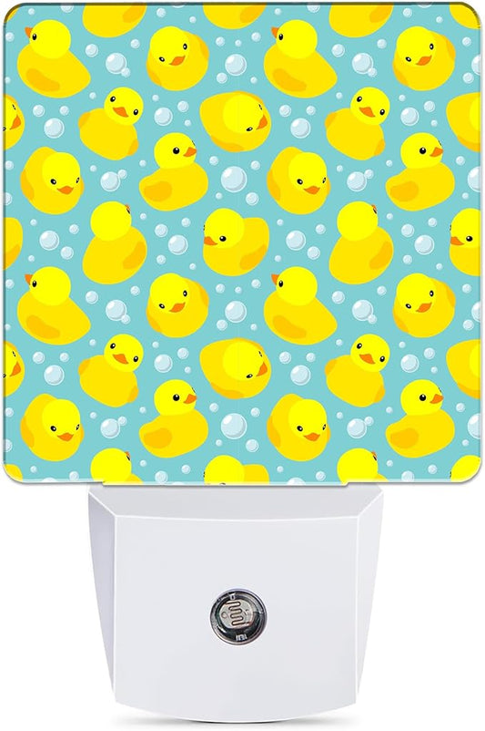 Yellow Rubber Ducks Night Light, Dusk to Dawn Smart Sensor Nightlight for Bedroom Bathroom Kitchen Hallway Stairs Hallway, Plug-in, Energy Efficient Decor Desk Lamp Gifts