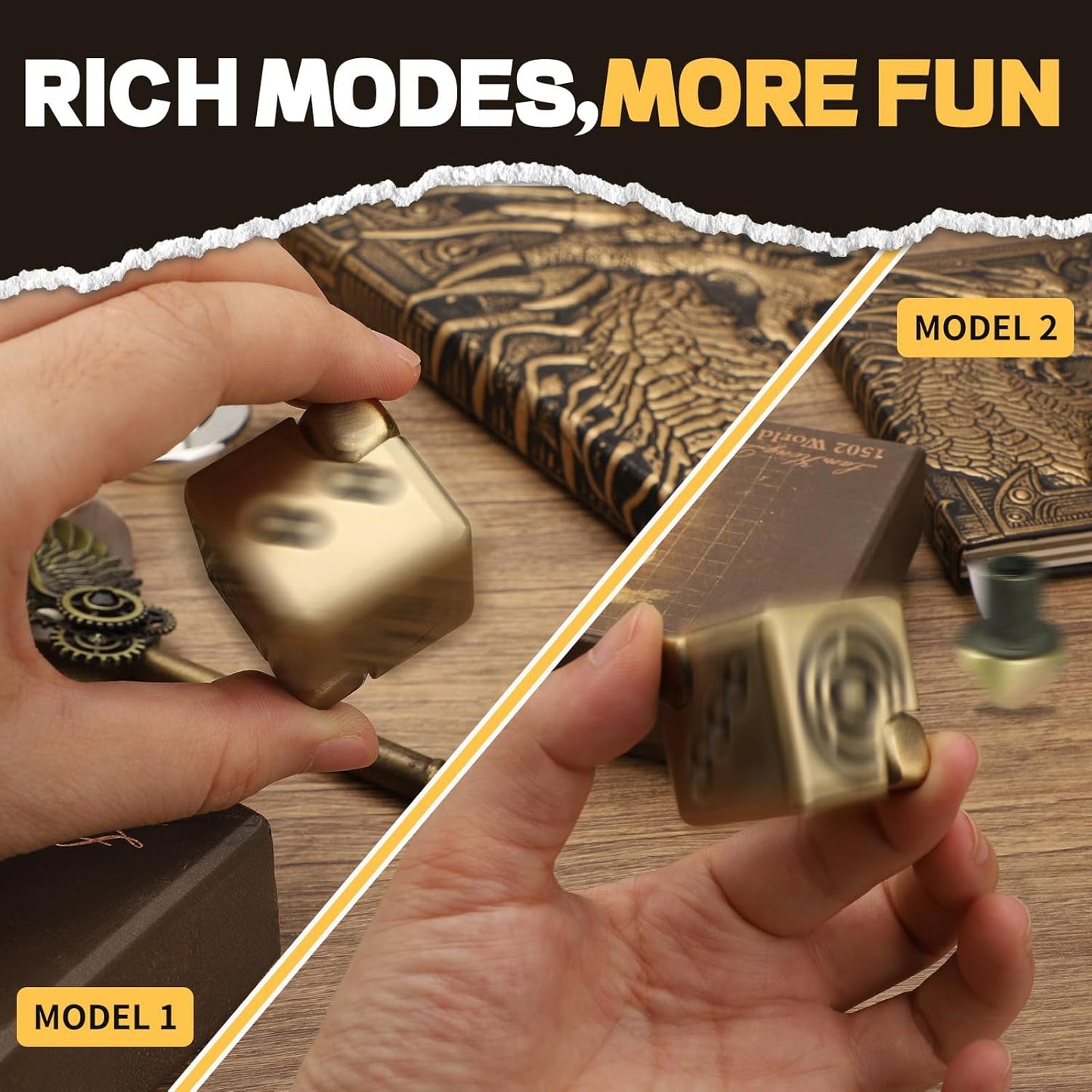 Metal Infinity Cube Fidget Spinner for Kids Adults, 2-in-1 Magnet Dice Fidget Hand Toys Focus Finger Spinning Toy, Stress Relief Hand Spinner for Boys Men, Kinetic Desk Toy for Autism Anti Anxiety