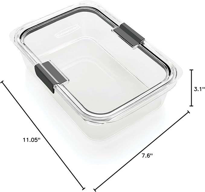 Rubbermaid Brilliance Large Food Storage Container, 9.6 Cup, BPA-Free, Leak-Proof, Clear
