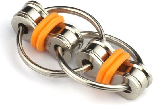 Tom's Fidgets Original Flippy Chain Fidget Toy - Perfect for ADHD, Anxiety, and Autism - Bike Chain Fidget Stress Reducer for Adults and Kids (1, Orange)