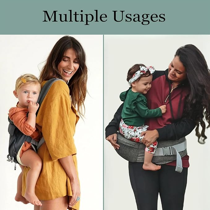 Baby Carrier Newborn to Toddler Baby Carriers with Seat Infant Baby Holder Backpack Baby Carriers Front and Back for Carrying and Hiking (Grey)