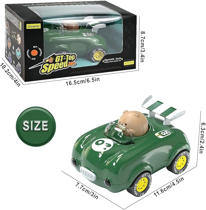 1 Year Old Toddler Boy Toys Birthday Gift,Friction Power Car Toys 1-3,Pull Back Car 3 4 5 6 7 Year Old Kids Toys for Boys and Girls Easter Xmas Party (Green)