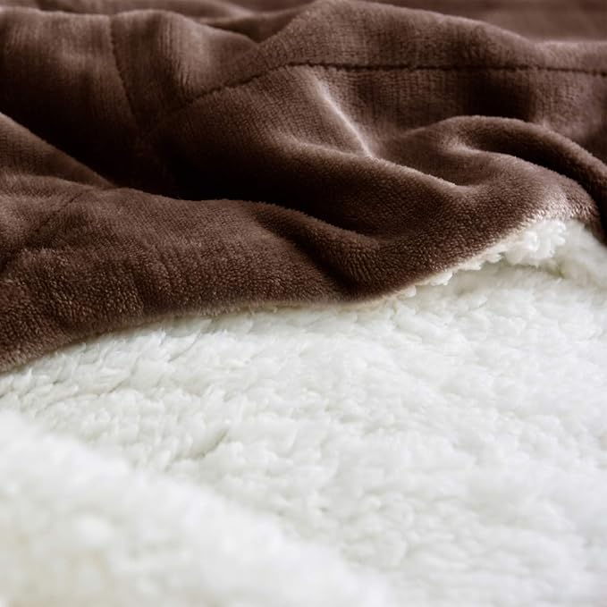 NANPIPER Sherpa Blanket Warm Blankets for Winter Super Soft Fuzzy Flannel Fleece/Wool Like Reversible Velvet Plush Couch Blanket Lightweight(Brown Throw Size 50"x60")