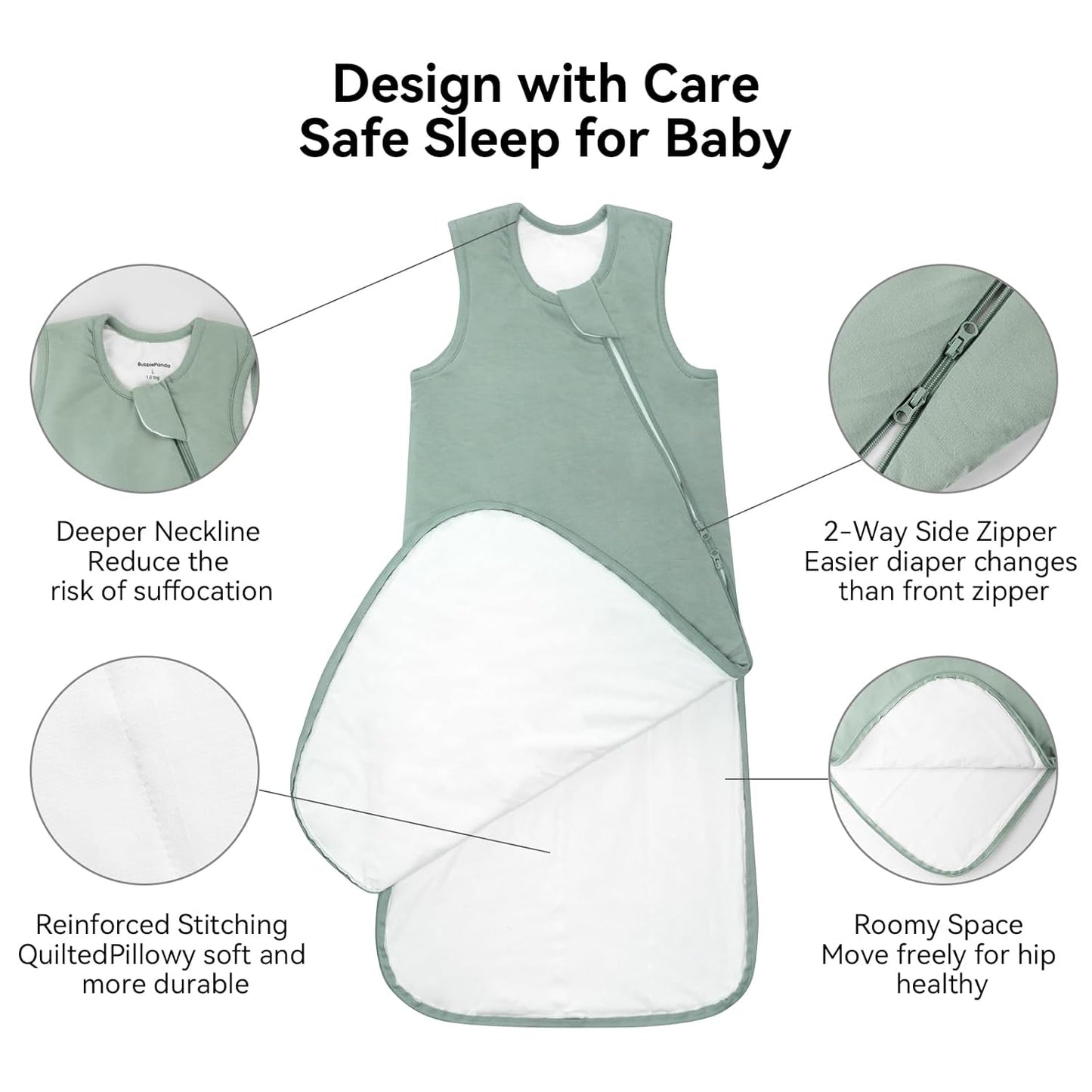 BubblePanda Rayon Made from Bamboo Sleep Sack 2t-3t 0.5 Tog Soft Lightweight Toddler Sleep Sack 24-36 Months for Babies 2-Way Zipper Wearable Blanket Baby 3t