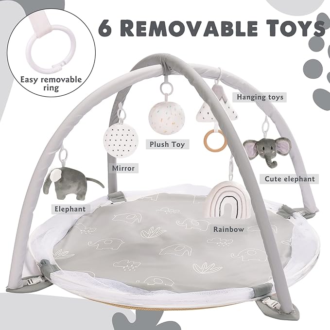 5-in-1 XL Large Baby Gym & Ball Pit, Play Mat & Play Gym, Combination Baby Activity Gym with Milestone Cards for Sensory Exploration and Motor Skill Development, Balls are not Included